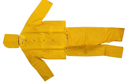 Solar 1 Clothing Rain Gear 3 Piece Set Yellow Jacket/Pants/Hood Large