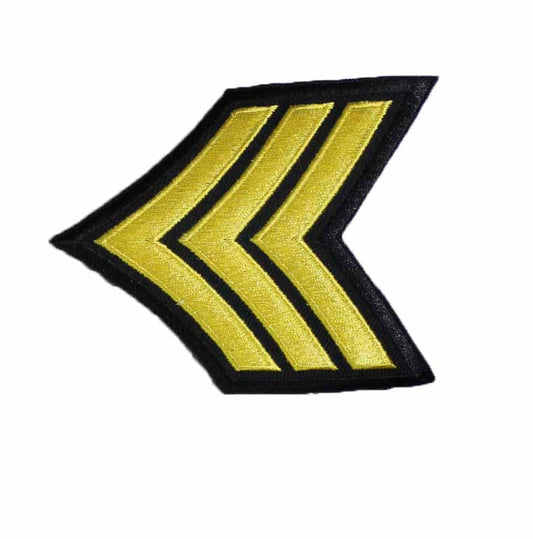 Gold/Black 3 Stripe Sergeant Chevron Rank Patch (Pack of 2) by Solar 1