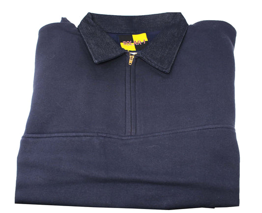 Solar 1 Quarter Zip Denim Collared Pullover Navy 3XL